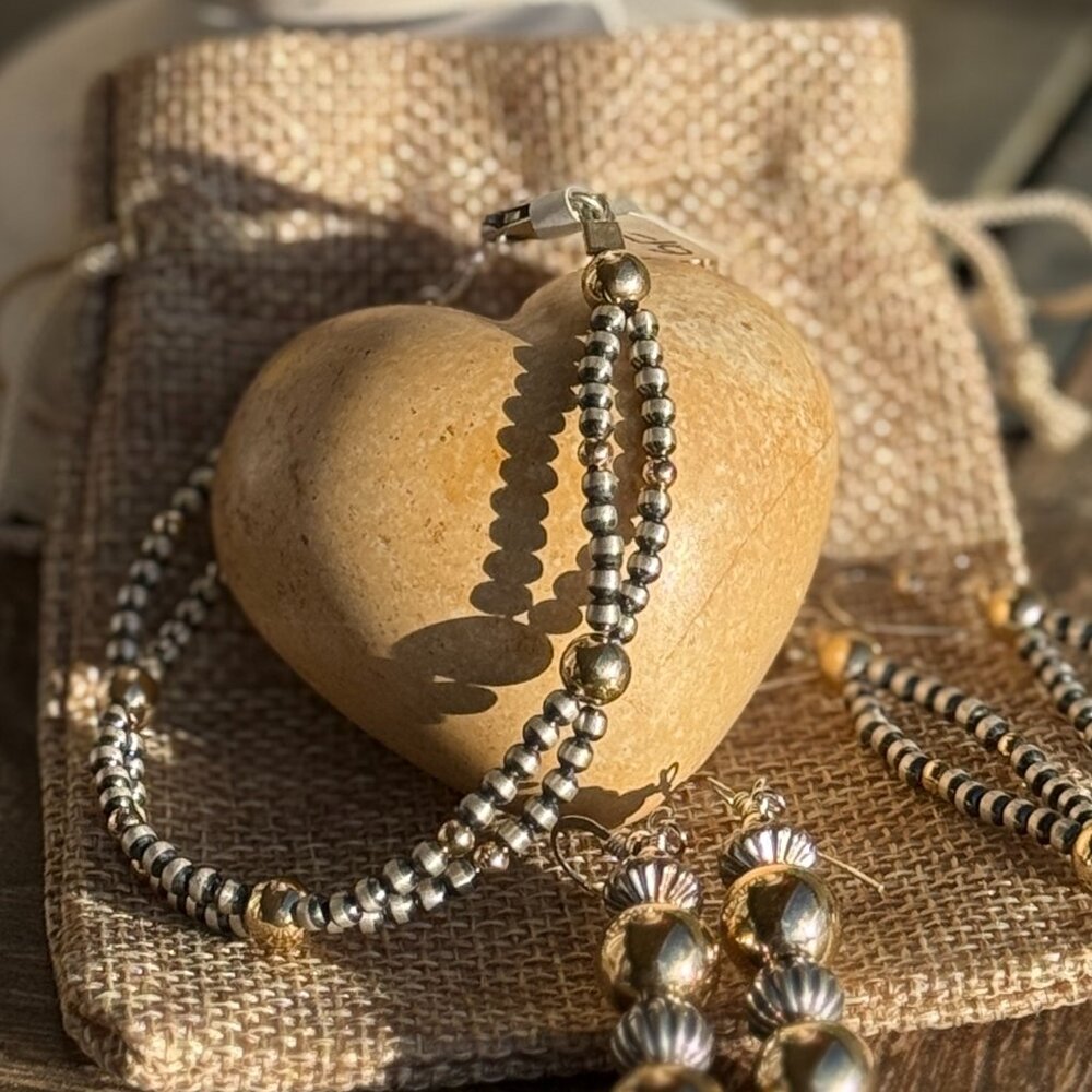 Sterling Silver Bead with 14K Gold-Filled Bracelet ✨